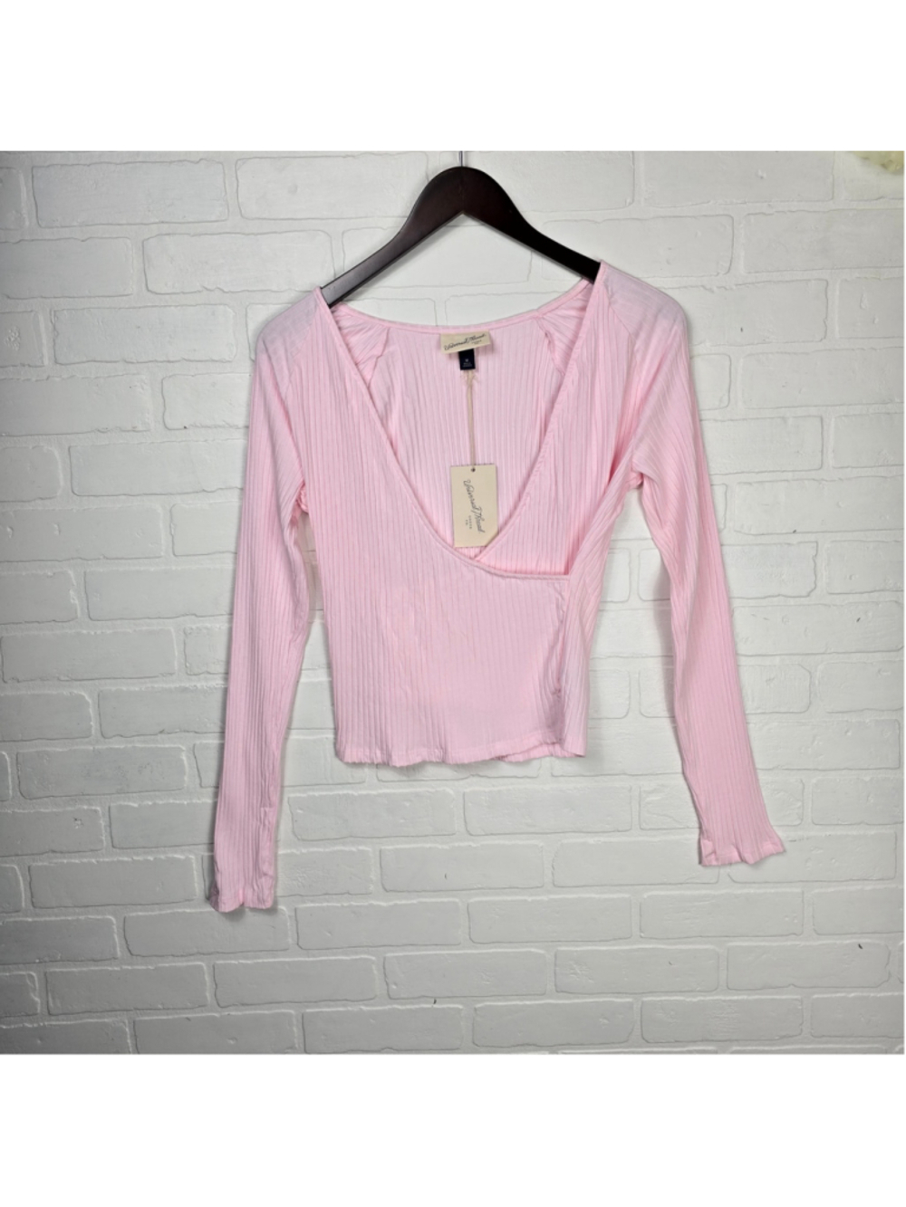 Universal Thread Pink Faux Wrap Top in Size Medium